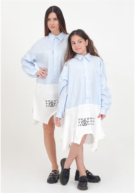 Short white and light blue dress for women and girls consisting of shirt and t-shirt MAISON MARGIELA | M60640MM014M6C24